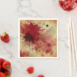 Cranberry Spice Splatter Distressed Ink Decoupage Napkin
