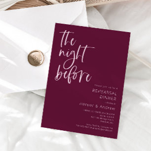 Cranberry The Night Before Rehearsal Dinner Invitation