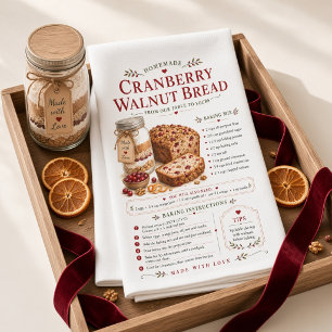 Cranberry Walnut Bread Recipe Christmas Kitchen Tea Towel