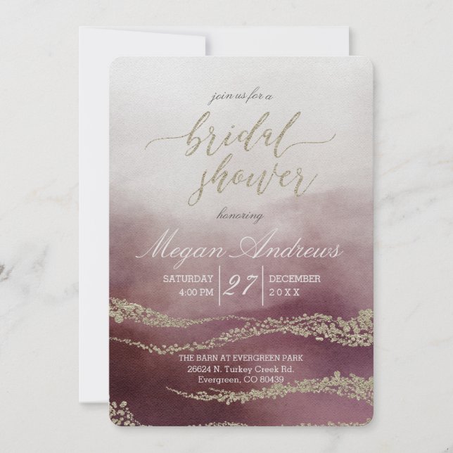 Cranberry Watercolor Bridal Shower Invitation (Front)