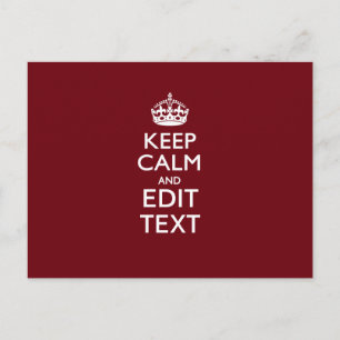 Cranberry Wine Burgundy Decor Keep Calm Your Text Postcard