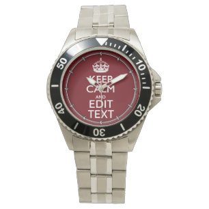 Cranberry Wine Burgundy Decor Keep Calm Your Text Watch