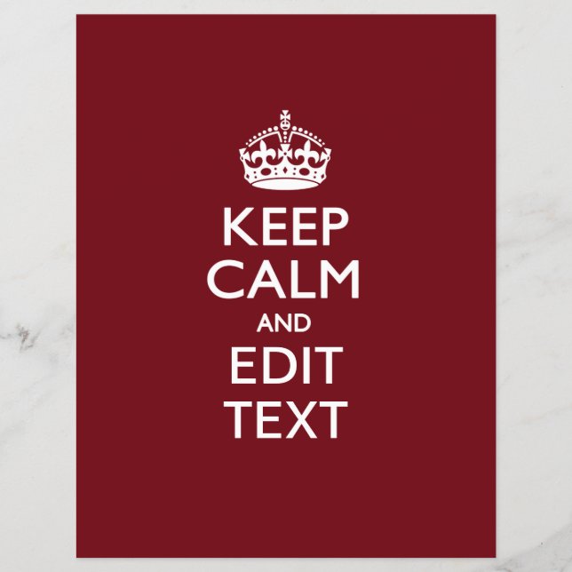 Cranberry Wine Burgundy Keep Calm and Your Text Flyer (Front)