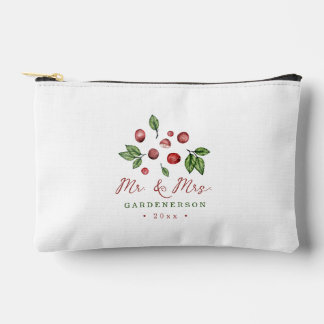Cranberry Winter Wedding Date  Accessory Pouch