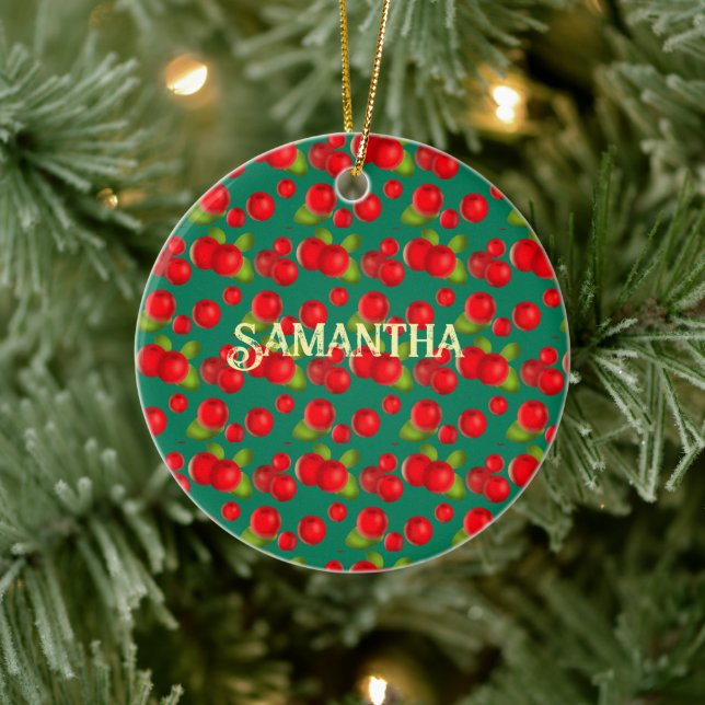 Cranberry With Leaves Ceramic Tree Decoration (Tree)