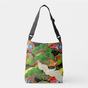 Crane and bonsai Kimono inspired japanese fabric Crossbody Bag