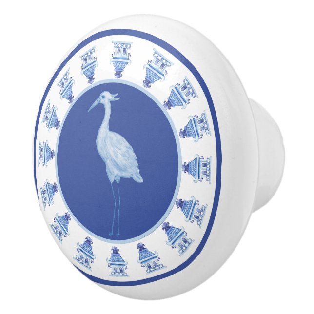 Crane and Temple Ceramic Drawer Pull (Right)