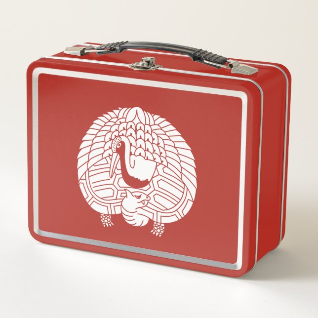 Crane and turtle metal lunch box (Front)