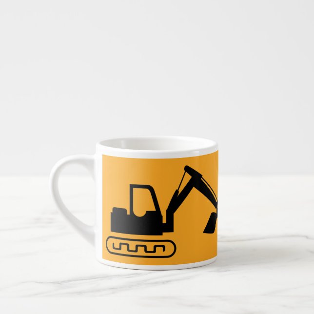Crane Backhoe, Yellow Black, Worker  Espresso Cup (Left)