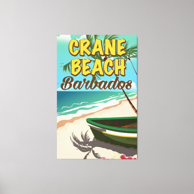 Crane Beach Barbados vacation poster Canvas Print (Front)