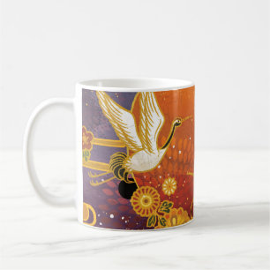 Crane Bird Chrysanthemum Japanese Pattern Coffee Mug