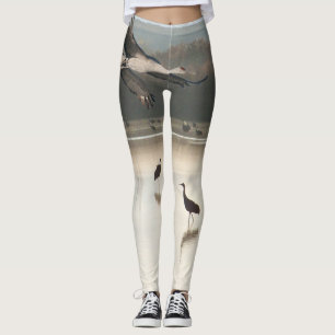 Crane Bird Wildlife Animal All Over Print Leggings