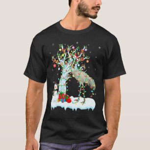 Crane Bird Xmas Tree Lighting Santa Hat Crane Chri T-Shirt