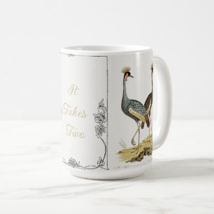 Crane Birds Typography It Takes Two Coffee Mug