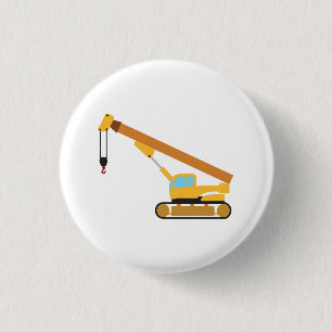 Crane Construction Truck 3 Cm Round Badge