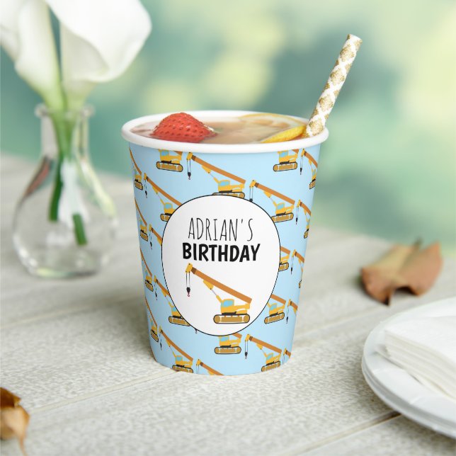 Crane Construction Truck Boy Birthday Party Paper Cups (Insitu)