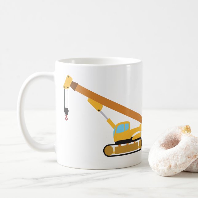 Crane Construction Truck Coffee Mug (With Donut)