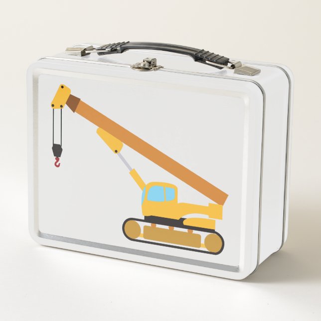 Crane Construction Truck Metal Lunch Box (Front)