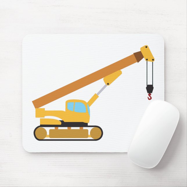 Crane Construction Truck Mouse Mat (With Mouse)