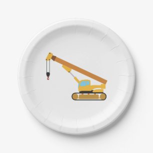 Crane Construction Truck Paper Plate
