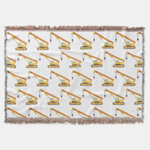 Crane Construction Truck Throw Blanket
