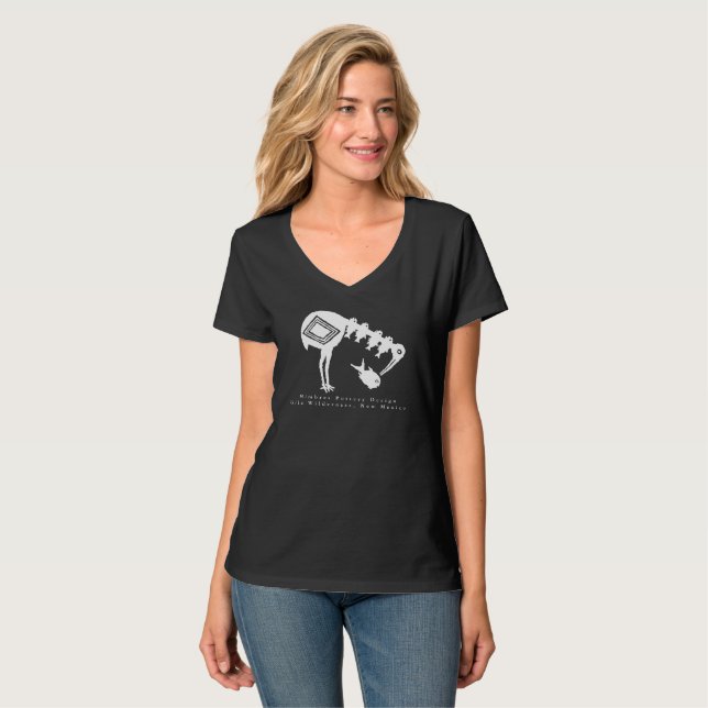 Crane Eating Fish - Mimbres Pottery Design T-Shirt (Front Full)