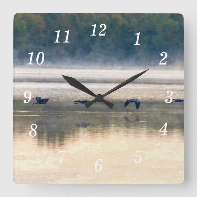 Crane Flight Painterly Wall Clock (Front)