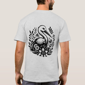 Crane Floral T-Shirt | Elegant Bird Graphic Tee