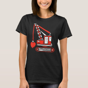 Crane Heart Valentines Day Construction Heavy Equi T-Shirt
