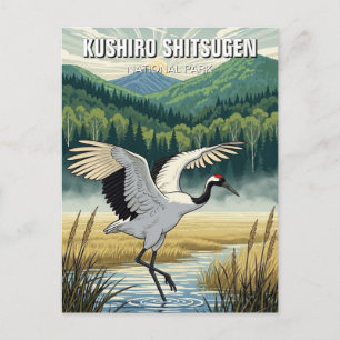 Crane in Kushiro Shitsugen National Park Travel Postcard