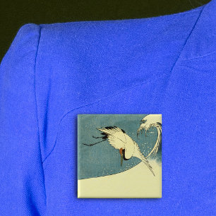 Crane In Ocean Wave 15 Cm Square Badge