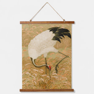 Crane in Rice Field Hanging Tapestry