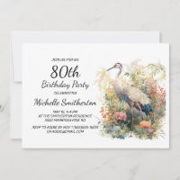 Crane Leaves Foliage Floral 80th Birthday