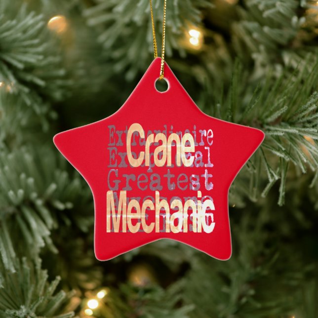 Crane Mechanic Extraordinaire Ceramic Tree Decoration (Tree)