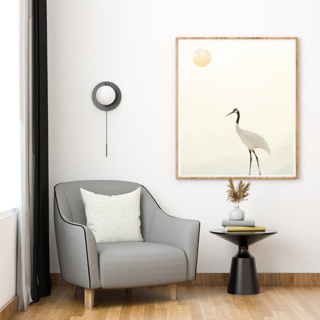 Crane Minimalist Aesthetic White Beige A-3 Poster (Creator Uploaded)