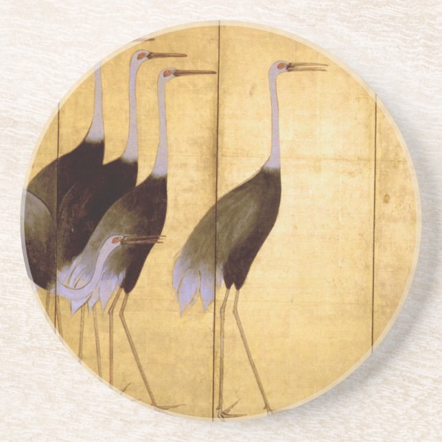 Crane, Ogata Korin Japanese Fine Art Coaster (Front)