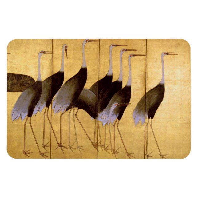 Crane, Ogata Korin Japanese Fine Art Magnet (Horizontal)