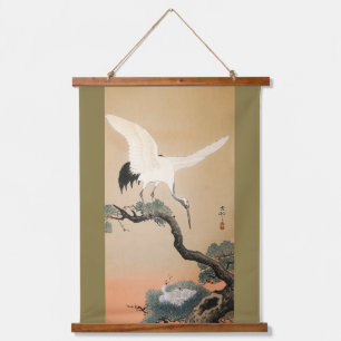 Crane on Pine Tree, Koson, Ukiyo-e Hanging Tapestry