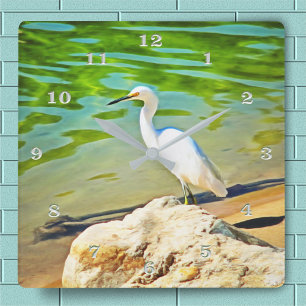 Crane On The Mismaloya River 0335 Square Wall Clock