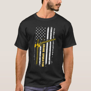 Crane Operator American Flag Crane Driver Week 1 T-Shirt