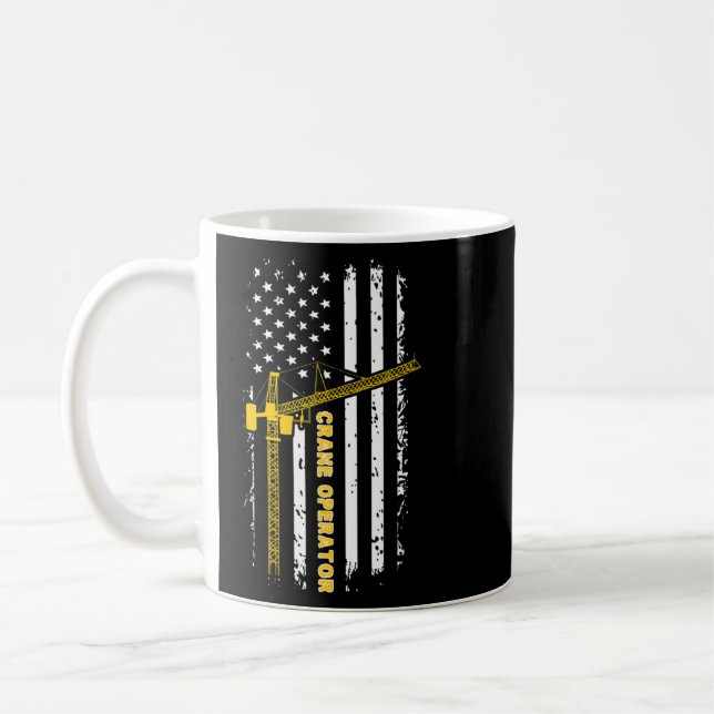 Crane Operator American Flag Crane Driver Week    Coffee Mug (Left)