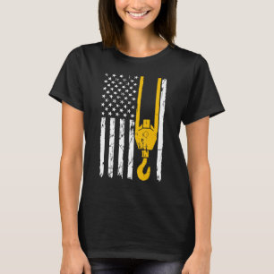 Crane Operator American Flag Forklift Crane Driver T-Shirt