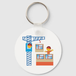 Crane Operator And Construction Worker Key Ring