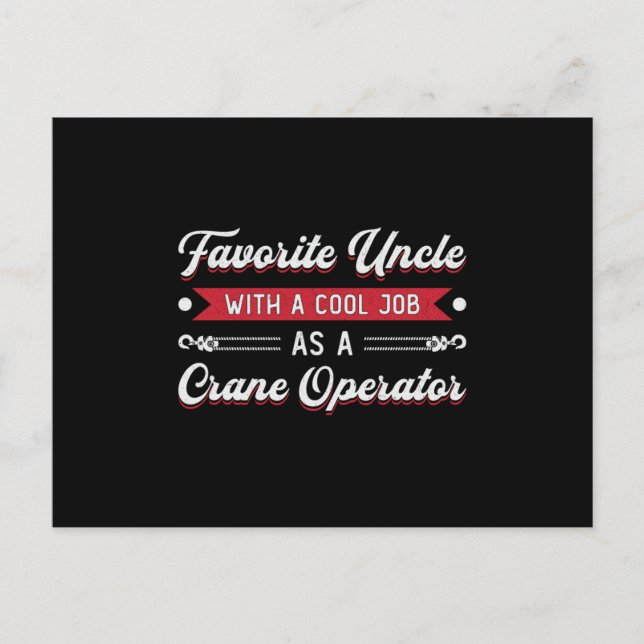 Crane Operator Favourite Uncle Construction Site Postcard (Front)