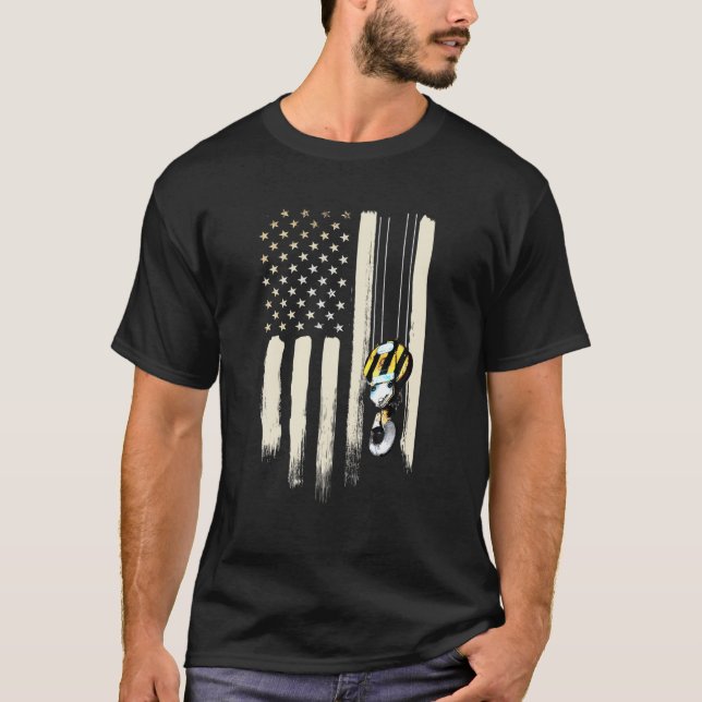 Crane Operator Gifts Patriotic American Flag Const T-Shirt (Front)