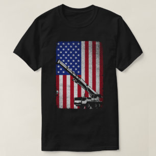 Crane Operator Heavy Machinery Usa American Flag  T-Shirt