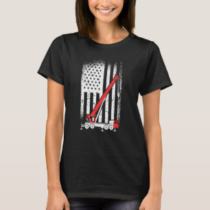 Crane Operator Patriotic American USA Flag T-Shirt