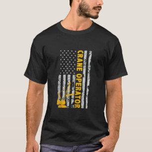 Crane Operator Patriotic American Usa Flag T-Shirt