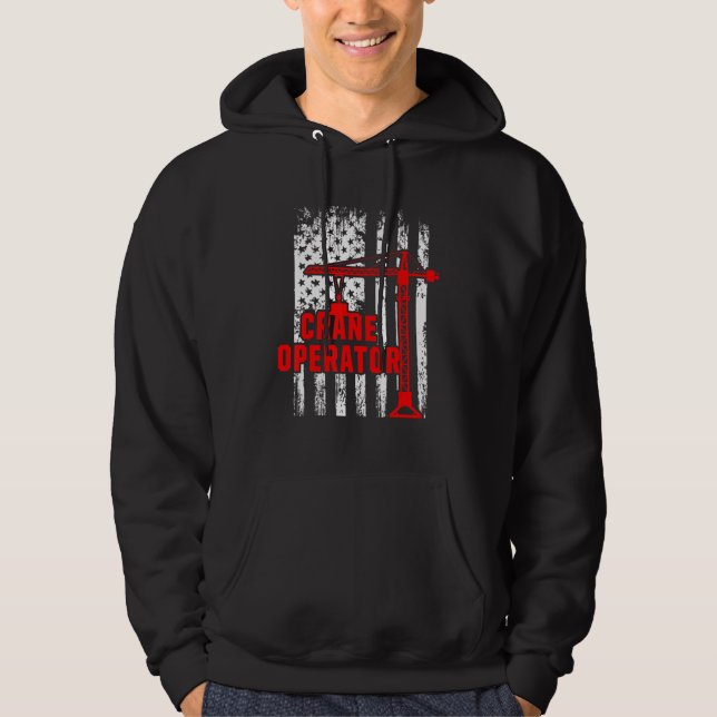 Crane Operator Usa Flag Building Machine Construct Hoodie (Front)