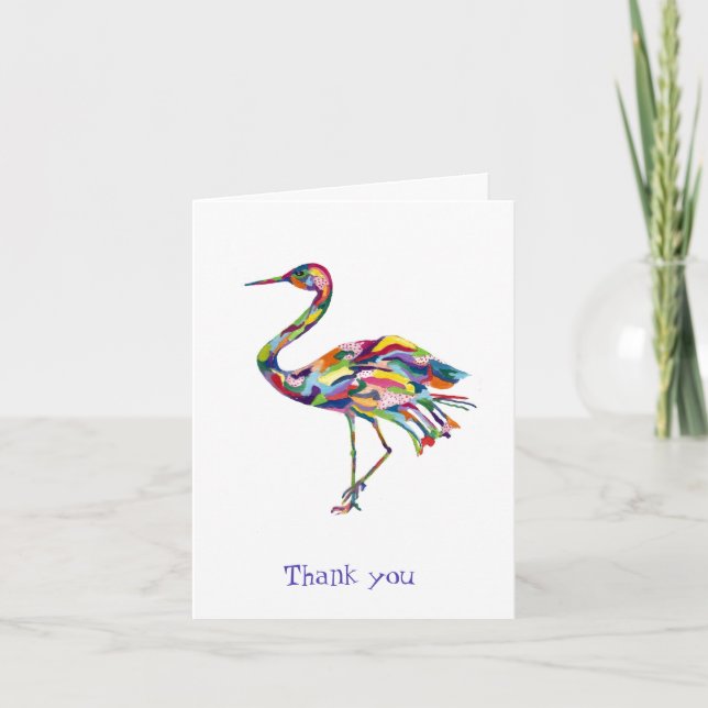 Crane Original Watercolor Whimsical Thank You Card (Front)